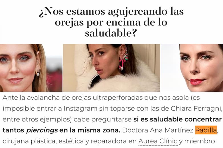 Noticias y Apariciones en Prensa de la Dra Ana Martínez Padilla Moda El País