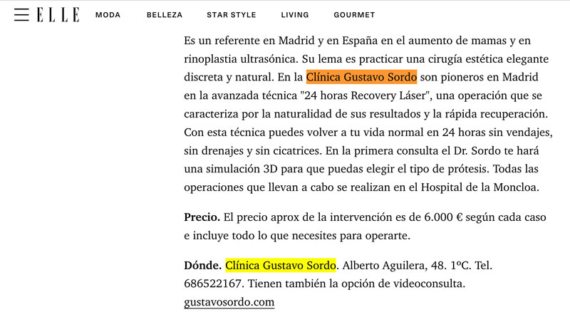 Doctor Rinoplastia Elle Gustavo Sordo Madrid